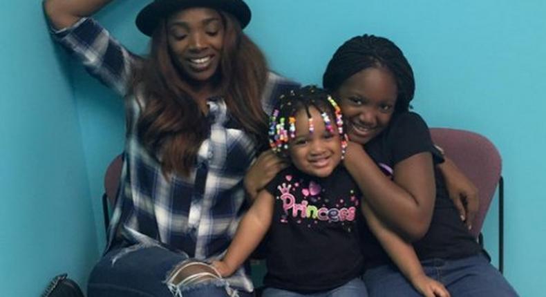 Nollywood actress, Annie Idibia, and her two lovely daughters