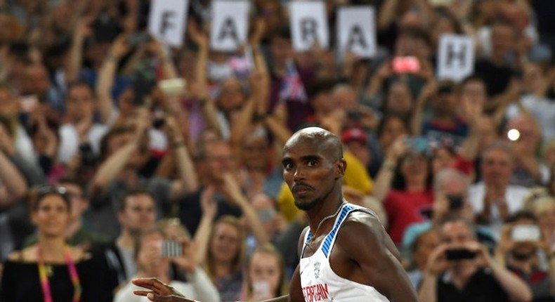 Britain's Mo Farah pictured after finishing second to take silver in the final of the men's 5000m at the 2017 IAAF World Championships at the London Stadium in London on August 12, 2017