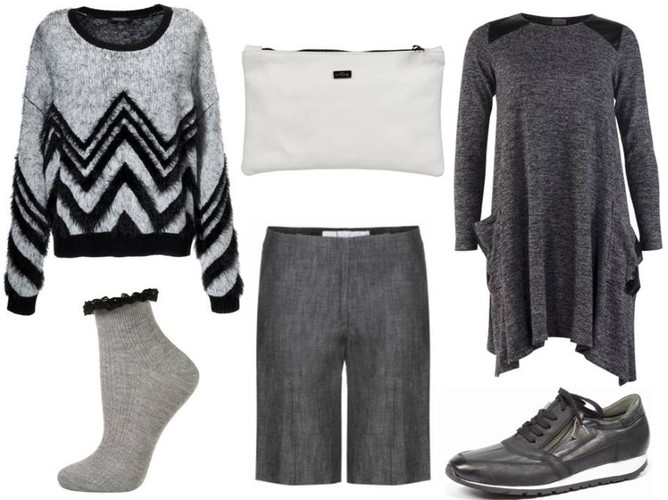 Sweter – CristinaEffe/ cristinaeffe.com, buty - Caprice/caprice.pl, saszetka– antbag by ania/ antbags.pl,  spodnie- Victoria Beckham/e-catwalk.pl,  tunika – Rabarbar/rabarbar.com.pl