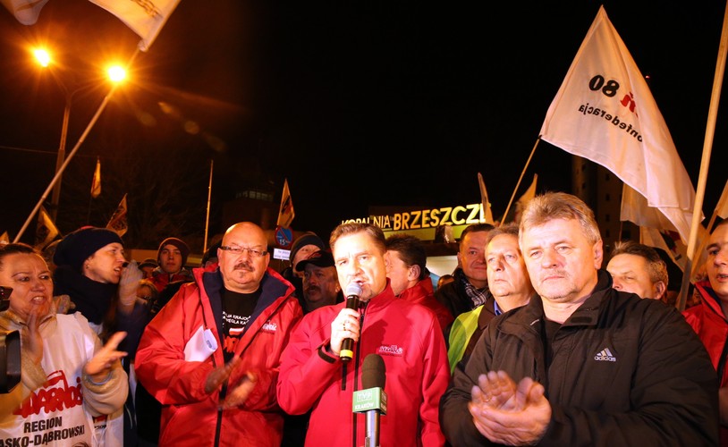 Protestujący górnicy zorganizowali 'Pogrzeb Ewy Kopacz'