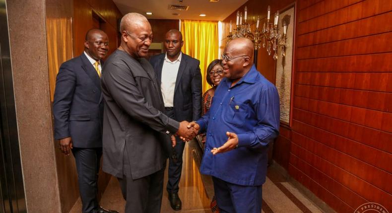 Former President John Mahama with President Nana Addo Dankwa Akufo-Addo