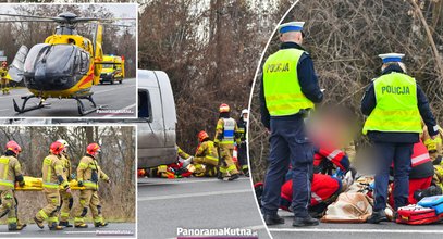 Zderzenie busa z ciężarówką pod Kutnem. Wielu poszkodowanych. Wśród nich kobieta w ciąży