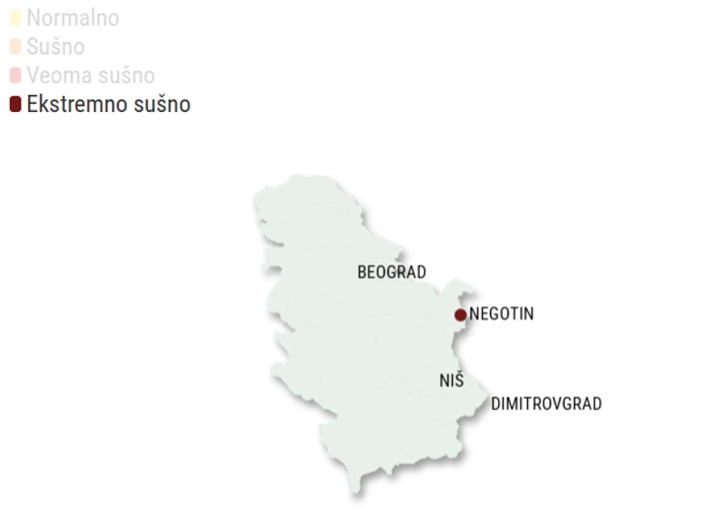 Ekstremno sušno vreme u Srbiji tokom leta 2025 u Negotinu