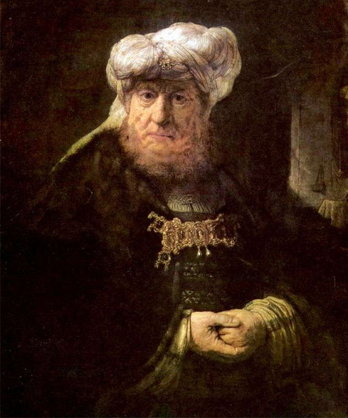 Biblijny król Ozjasz za karę został dotknięty trądem, Rembrandt, 1635