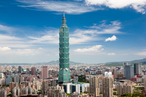 Taipei, Tajwan. Panorama miasta z jednym znajwyższym wieżowców na świecie Taipei 101