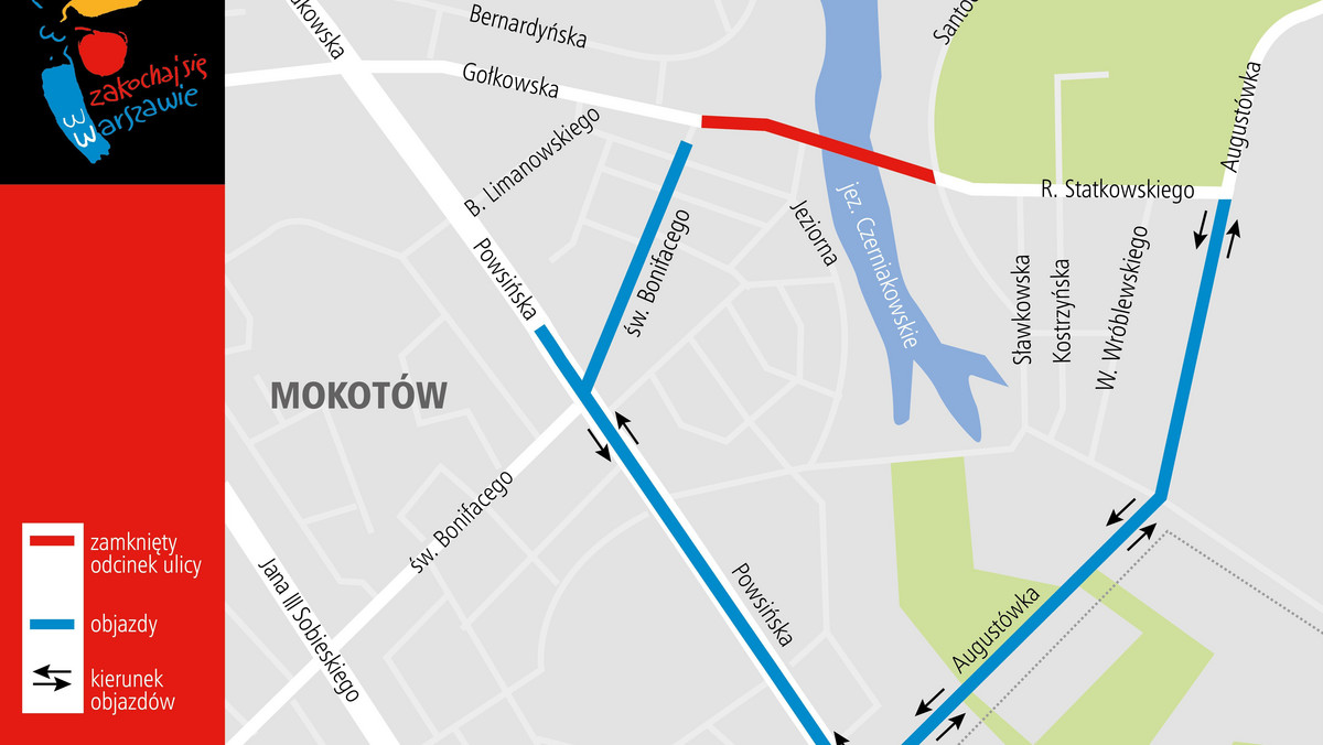 Na blisko sześć miesięcy zostanie zamknięty dla ruchu most nad Jeziorkiem Czerniakowskim, w ciągu ul. Gołkowskiej w Warszawie. Zostanie on wyremontowany. Na objazdy zostaną skierowane autobusy linii 159 i 162.