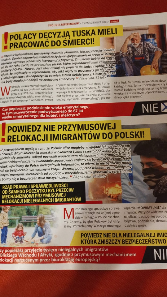 Gazetka z "instrukcją", jak głosować w referendum