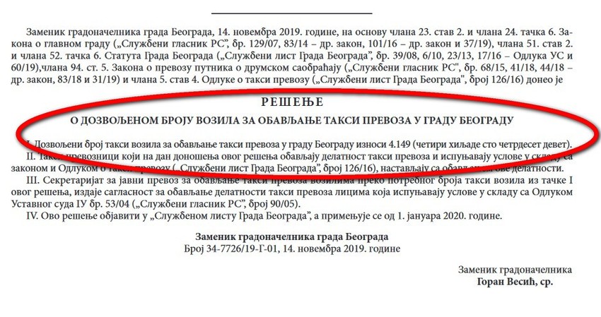 Odluka u Službenom glasniku