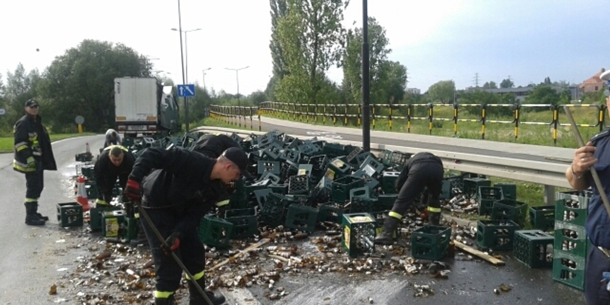 Gliwice. Rozlane piwo przy ul. Bojkowskiej 