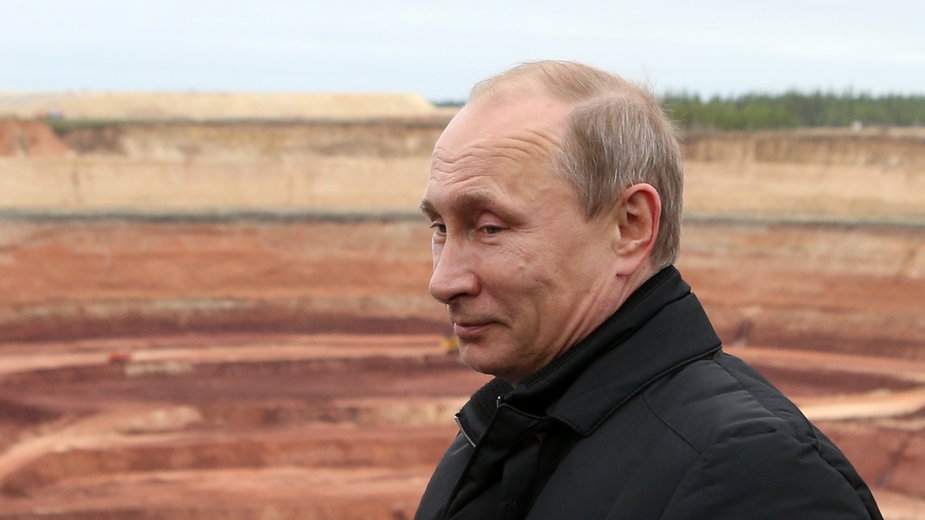 Władimir Putin wizytujący kopanię diamentów w Rosji