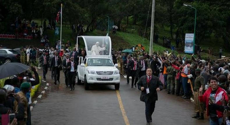 Pope Francis in his popemobile