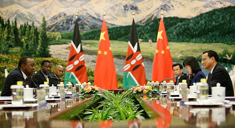  President Uhuru Kenyatta meets with Chinese Premier Li Keqiang at the Great Hall of the People August 20, 2013 in Beijing, China