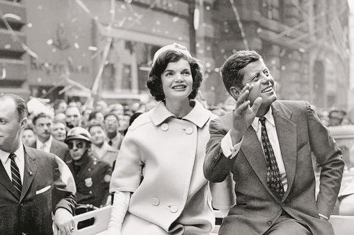 Democratic presidential nominee John F. Kennedy and his wife