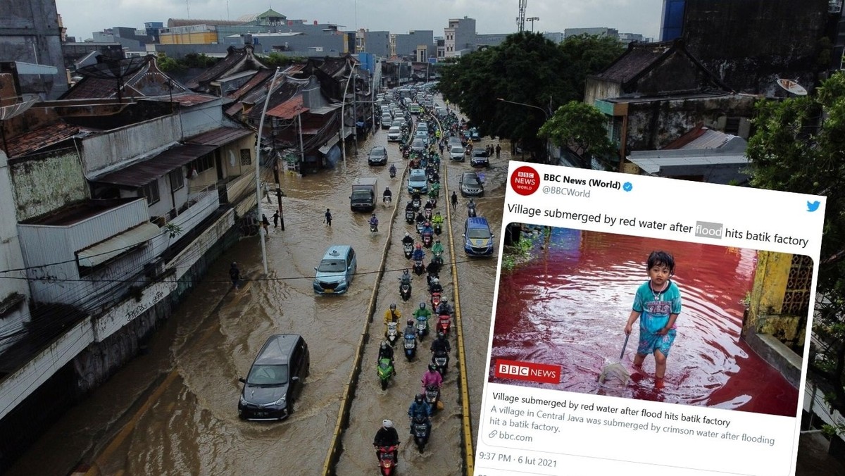 "Czerwona powódź" na ulicach indonezyjskiej wioski – piszą zagraniczne media, publikując jednocześnie zdjęcia, na których czerwona rzeka zalewa całe ulice wioski w pobliżu miasta Pekalongan na Środkowej Jawie. Skąd takie zabarwienie wody? Okazuje się, że jest to splot kilku przypadkowych zdarzeń.