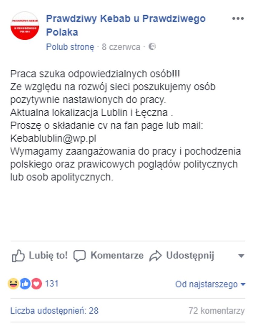 Lublin. Szokujące ogłoszenie o pracę. Właściciel knajpy będzie miał problemy?