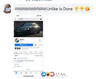 Komentarze pod tęczową odsłoną logotypu BMW na profilu marki na Facebooku