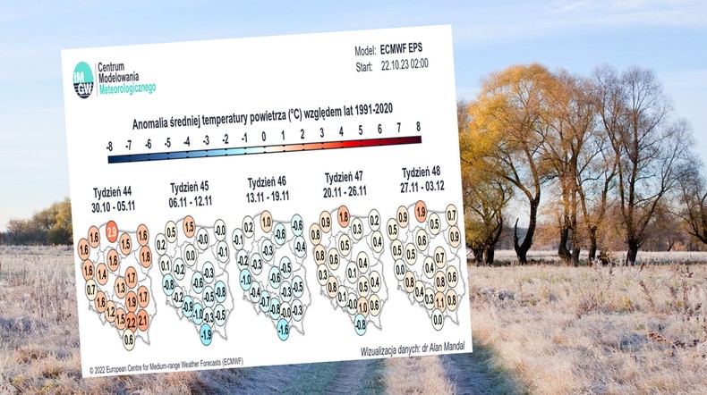 Przed nami chłodny listopad (mapa: IMGW)