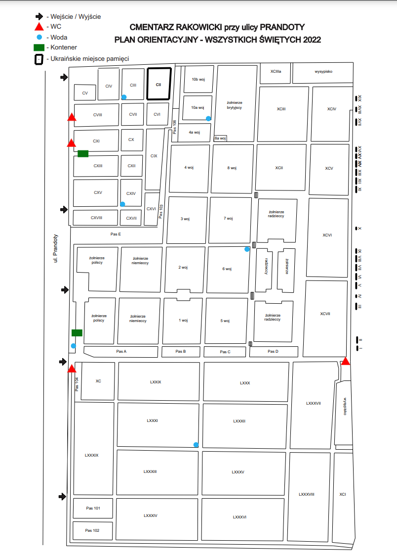 Plan cmentarza Rakowickiego