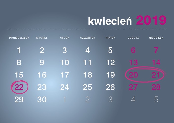 Święta Wielkanocne w 2019 roku obchodzimy w dniach 20-22 kwietnia.