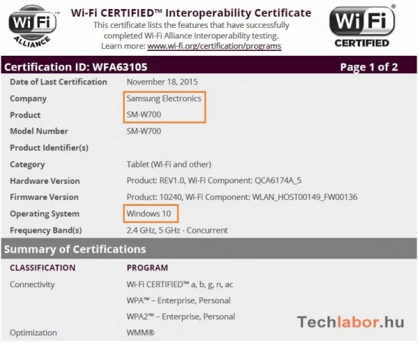 Samsung SM-W700 otrzymał certyfikat od Wi-Fi Alliance...