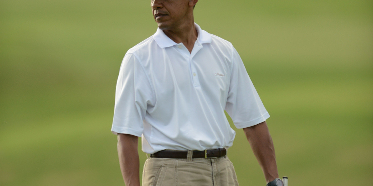 Obama golfing in 2014.