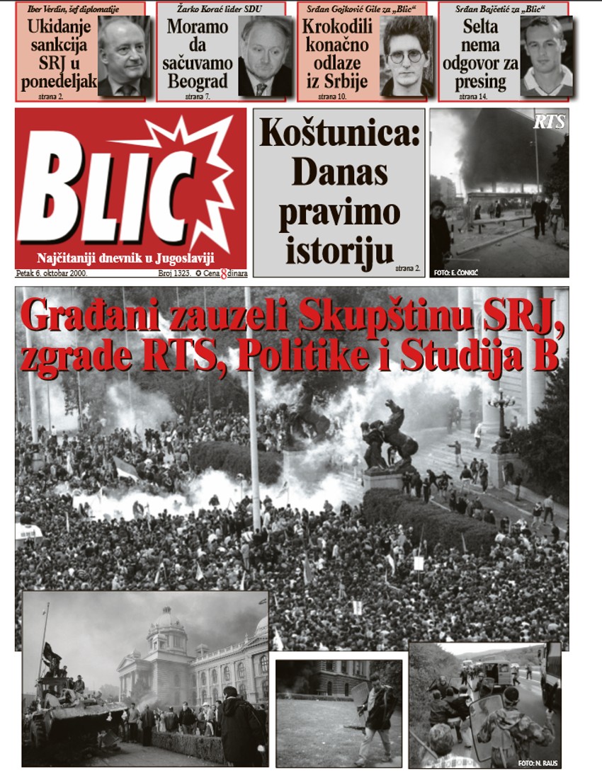 Naslovna "Blic" - 5. oktobar