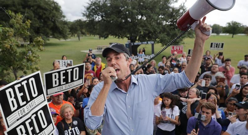 US Senate candidate Rep. Beto O'Rourke, a Texas Democrat, raked in a staggering $38 million in 2018's third fundraising quarter.