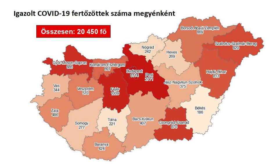 20 450 főre nőtt a hazánkban beazonosított fertőzöttek száma /Fotó: koronavirus.gov.hu