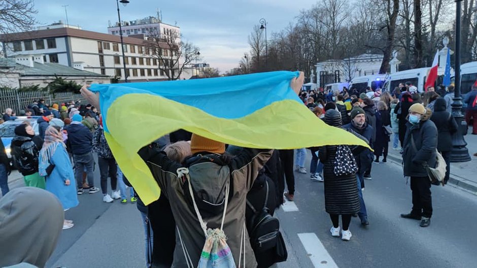 Demonstracja przed ambasadą Rosji w Warszawie Zdj ilustracyjne