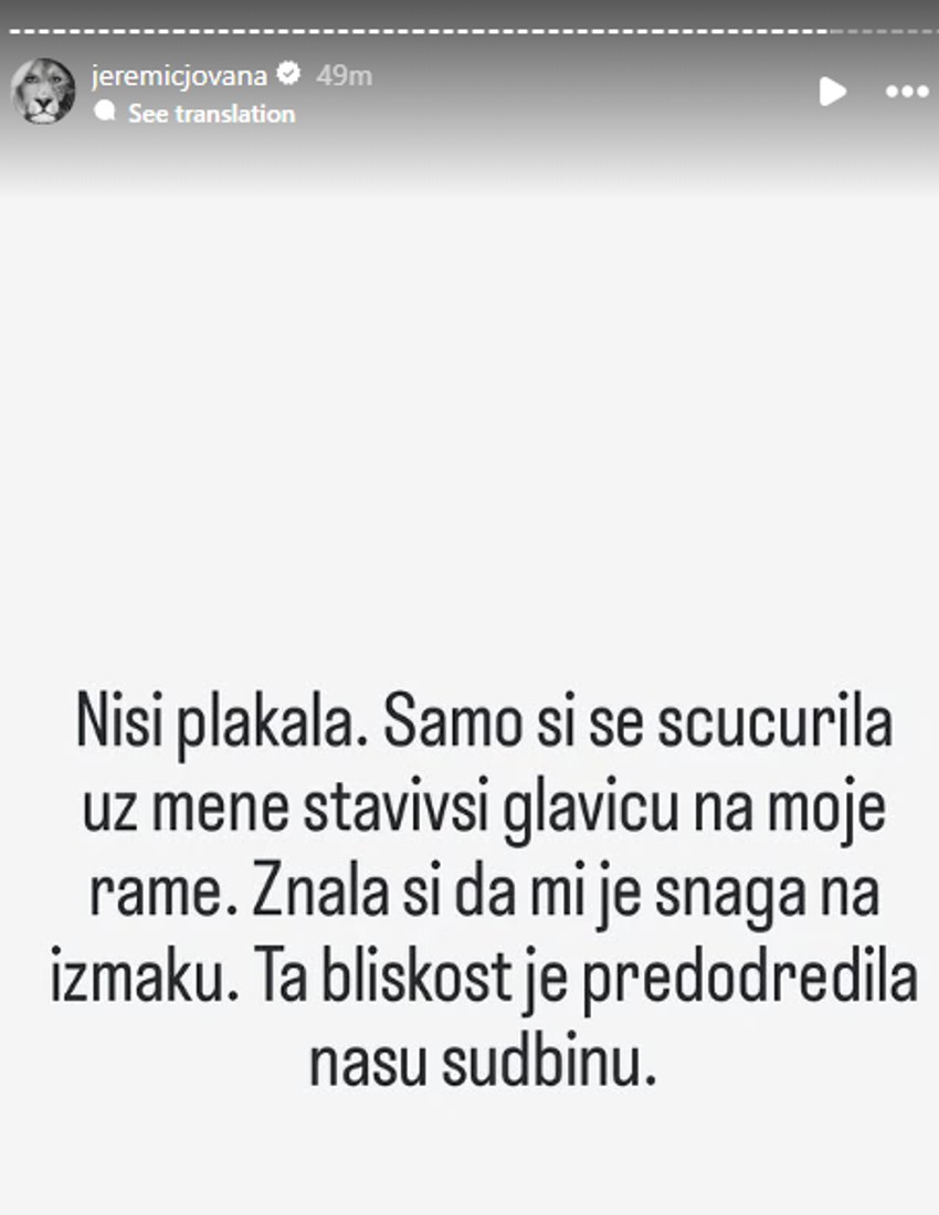 Jovana Jeremić objava