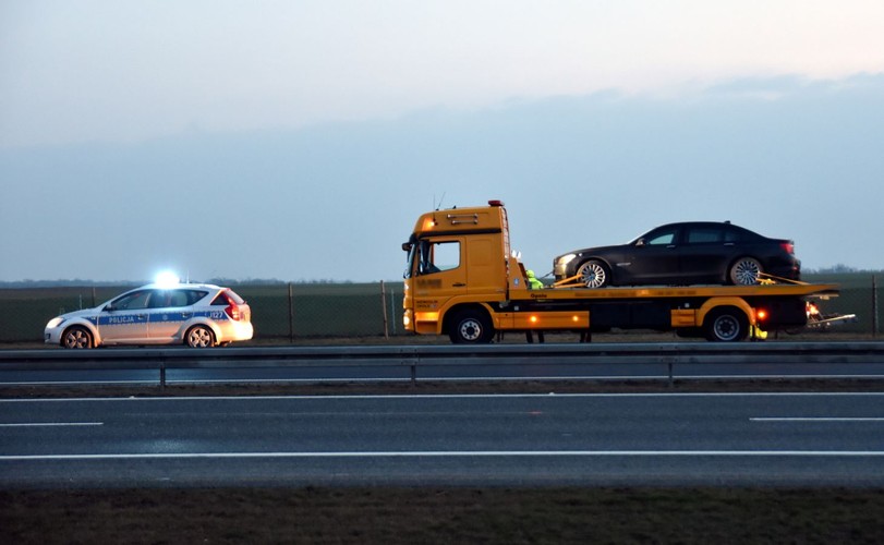 Miejsce wypadku prezydenckiego BMW