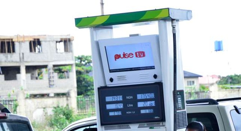 Pulse TV up-to-date news at a Forte oil fuel station in Lagos