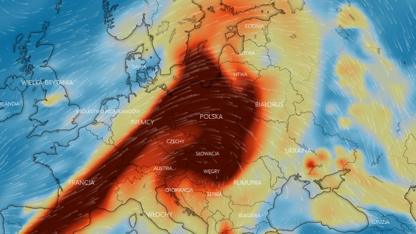 Chmura dwutlenku siarki z wulkanu Cumbre Vieja