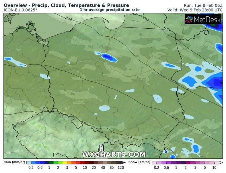 W nocy nieco mniej opadów