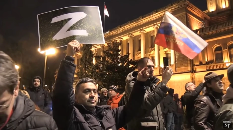 Slovo Z na proruskom protestu u Beogradu (arhiva)