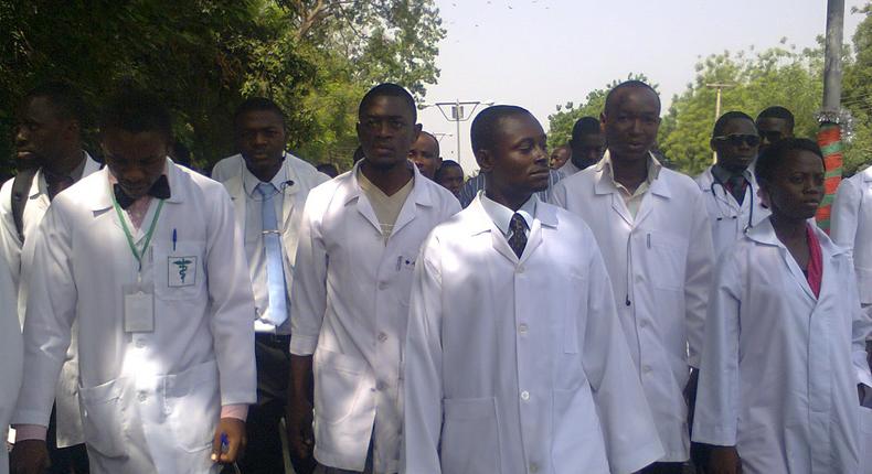 Striking Nigerian doctors during a protest