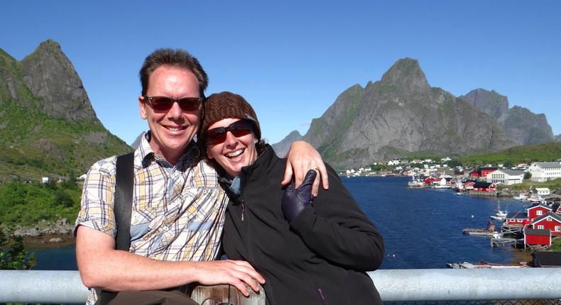 Learning to be happy with less will get you far. (Pictured: Jason and Julie Buckley in Norway).