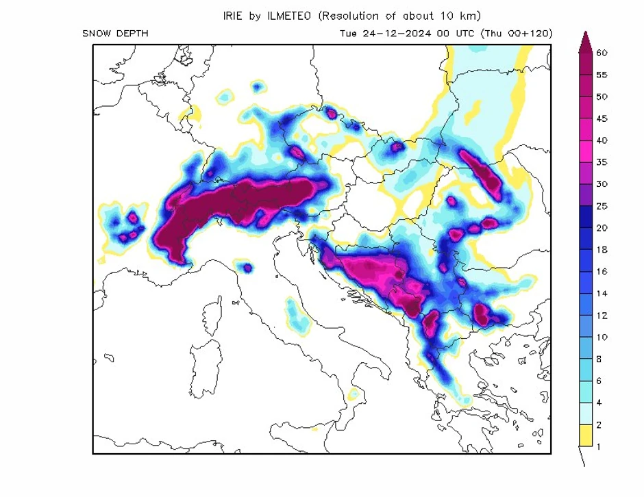 Mapa snega za 23. decembar
