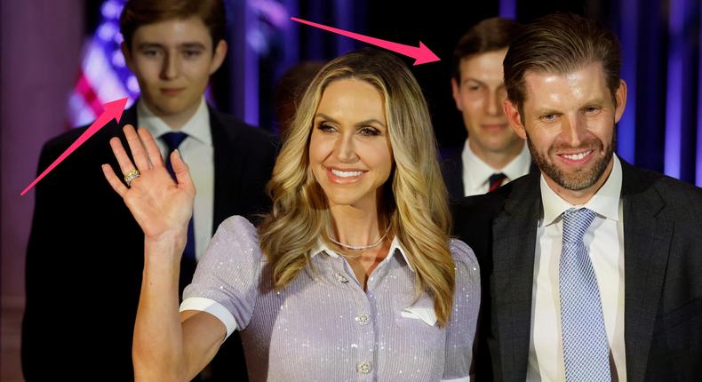 Eric Trump, Lara Trump, Jared Kushner, and Barron Trump enter Mar-a-Lago where Donald Trump announced his 2024 presidential campaign on November 15, 2022.Jonathan Ernst/Reuters