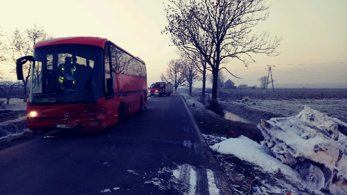 Osiem osób zostało rannych wskutek czołowego zderzenia busa z autobusem w miejscowości Tryl k. Świecia (Kujawsko-Pomorskie) na drodze powiatowej 1218; poszkodowani zostali zabrani do szpitala - poinformowała straż pożarna.