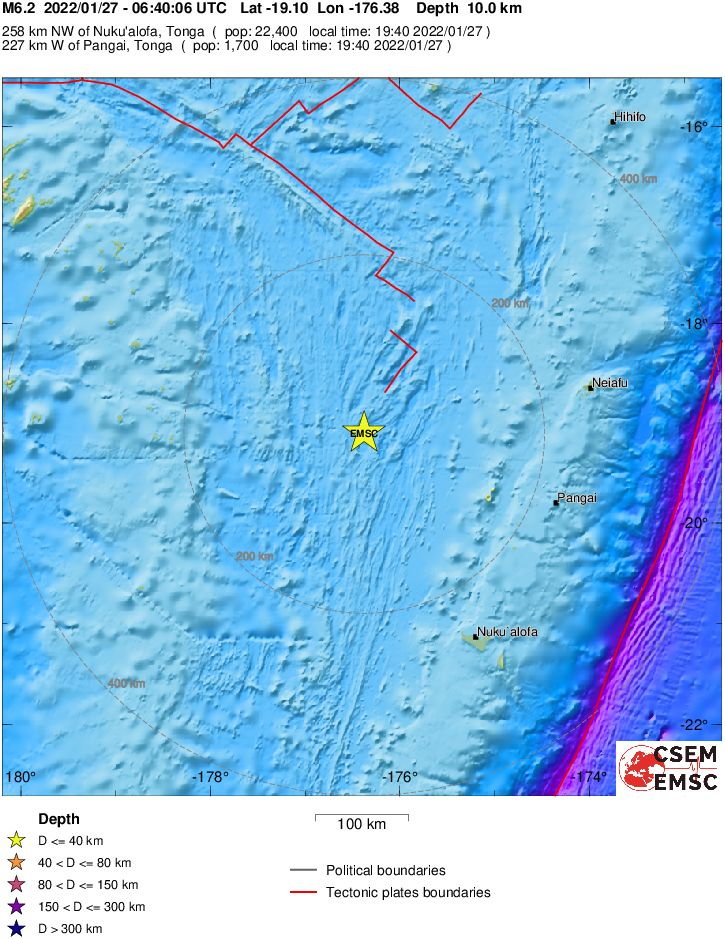 Trzęsienie ziemi o magnitudzie 6,2 w pobliżu wysp Tonga