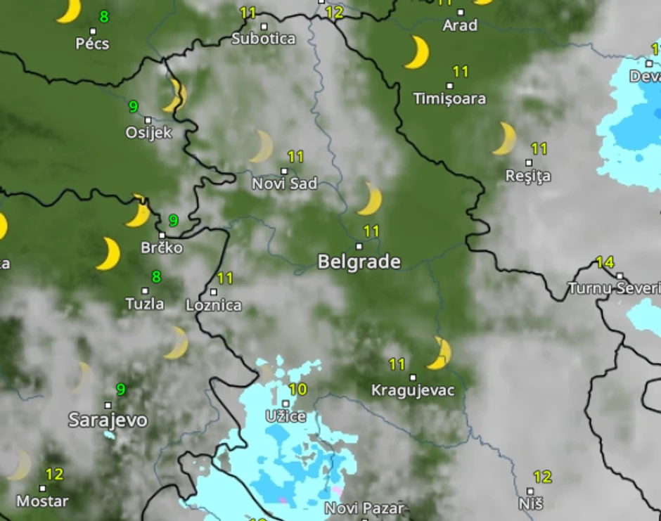 Temperature u Srbiji u nedelju 
