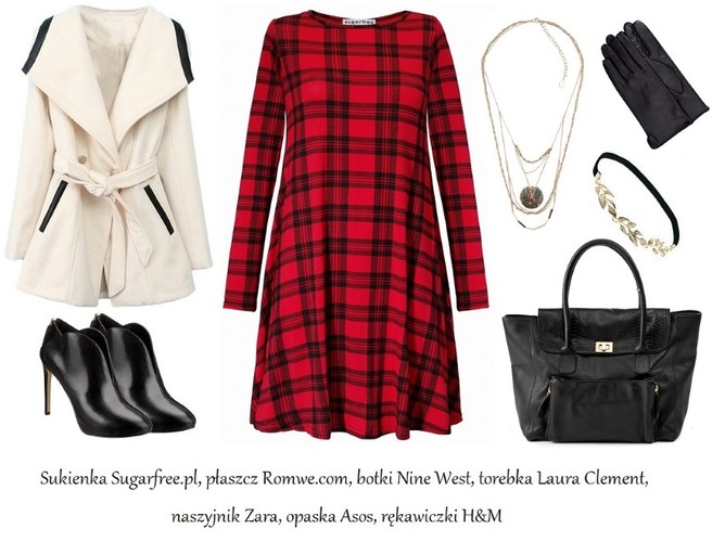Jesienne STYLIZACJE z sukienką w kratę