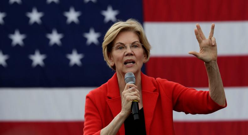 FAIRFAX, VIRGINIA - MAY 16: Democratic U.S. presidential hopeful Sen. Elizabeth Warren (D-MA) speaks during a campaign town hall at George Mason University May 16, 2019 in Fairfax, Virginia. Sen. Warren held a town hall to tell her plans for Americans and answer questions from voters. (Photo by Alex Wong/Getty Images)