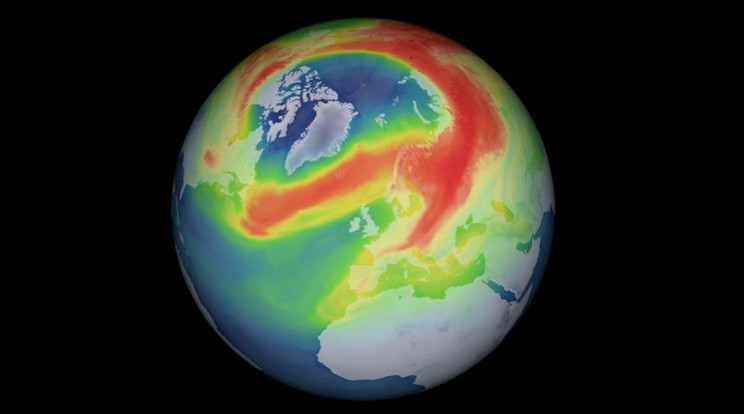 Az ESA felvételén látszik, hogy az Északi-sark felett felszakadt az ózonpajzs