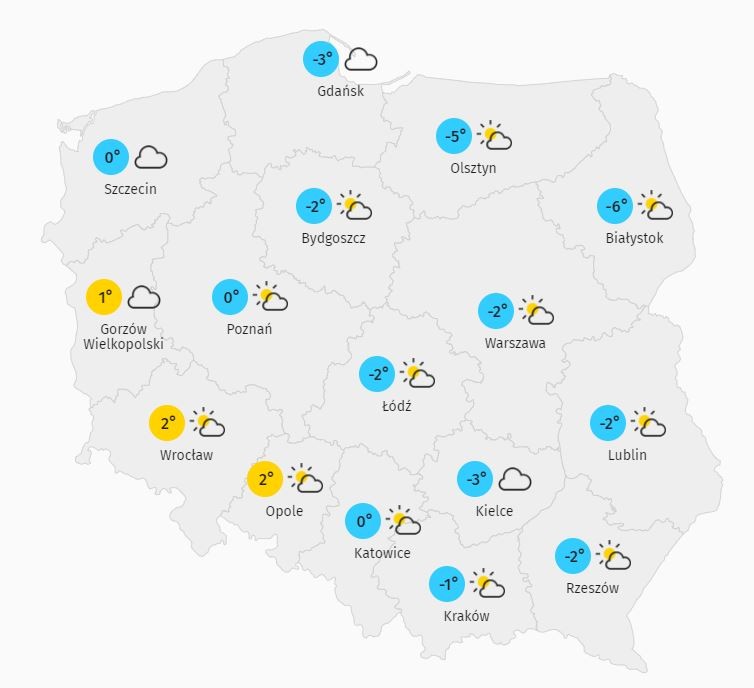 Temperatura powietrza we wtorek 28 grudnia 2021 r.