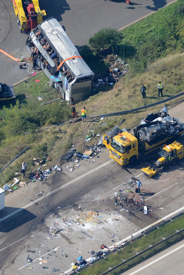 GERMANY BUS ACCIDENT (Nine killed, 40 injured in multiple bus crash near Dresden)