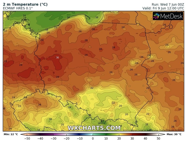 W czwartek i w piątek możliwe są upały