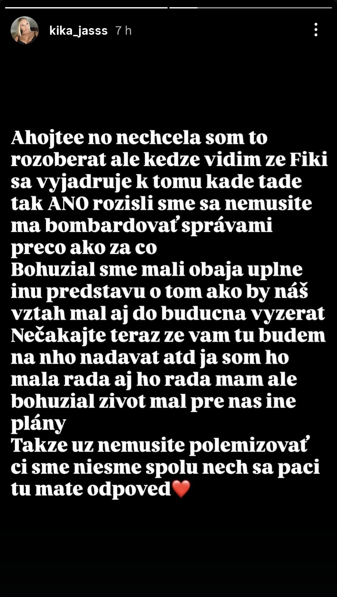 Kristína potvrdila rozchod s Filipom Sulíkom. 