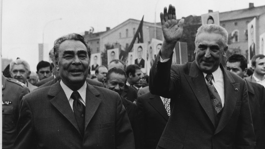 Sosnowiec 1974 r. Narodowe Święto Odrodzenia Polski (22 lipca). Na zdjęciu: Leonid Breżniew (L) i Edward Gierek.